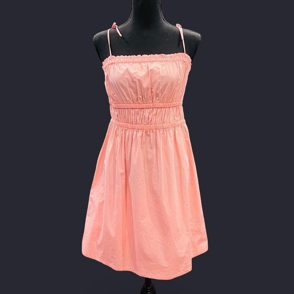 Pink Strappy A-Line Cotton Dress Medium